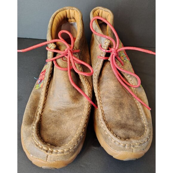 Twisted Boots Women's Chukka Boots, Driving Shoes, 7.5M Embroidered Flower Rose - Picture 5 of 8